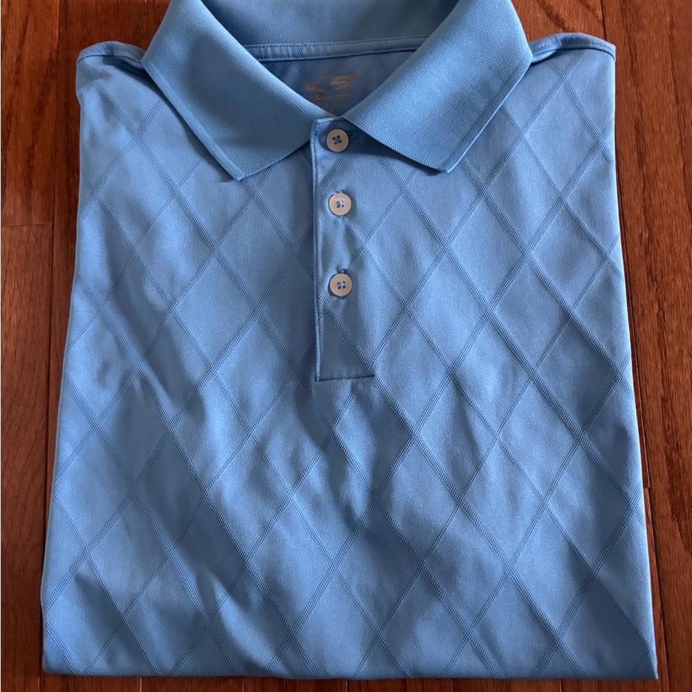 Champion Men's Light Blue Diamond-Pattern Polo Shirt size XL